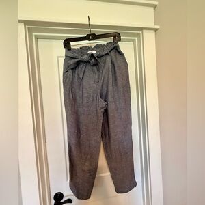 LOFT Denim High-Waisted Paperbag Pants